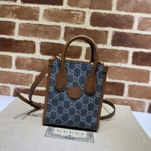 Replica Gucci  Ophidia Mini Tote Bag  Blue Denim