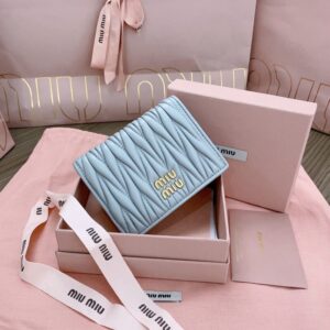 Replica Miu Miu Pocket Wallet Light Blue
