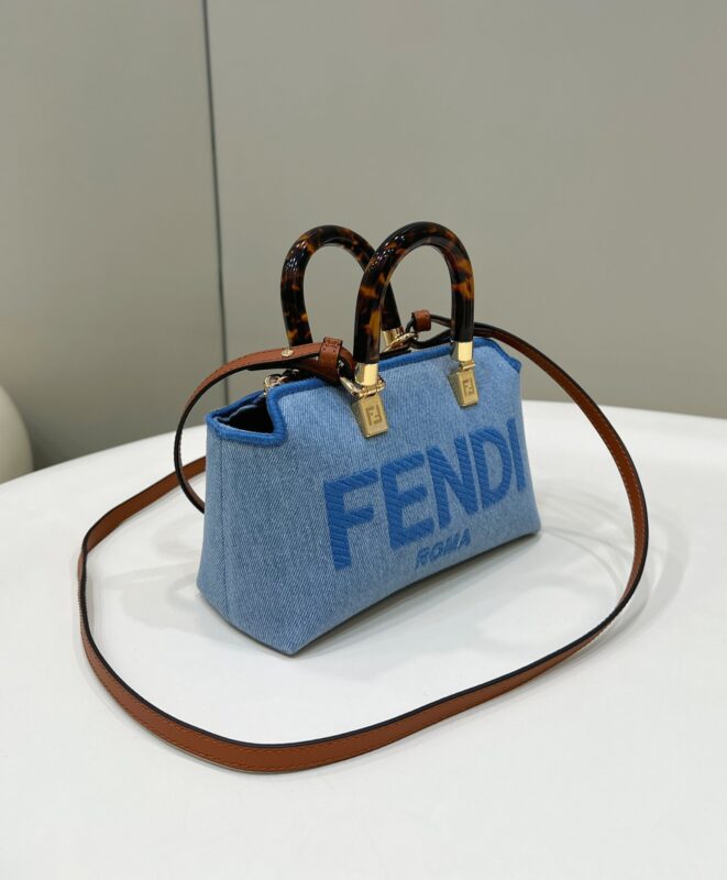 a3-2-3 Replica Fendi By The Way Boston Blue Cotton - Image 3