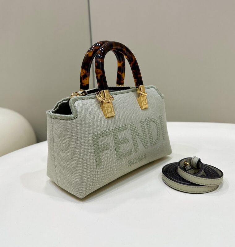 a3-9 Replica Fendi By The Way Boston Beige Cotton - Image 3