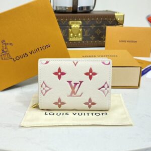 Replica Louis Vuitton Zipper Coin Purse White&Pink