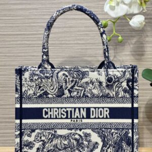 Replica Dior Tote Book Blue Tiger-Medium
