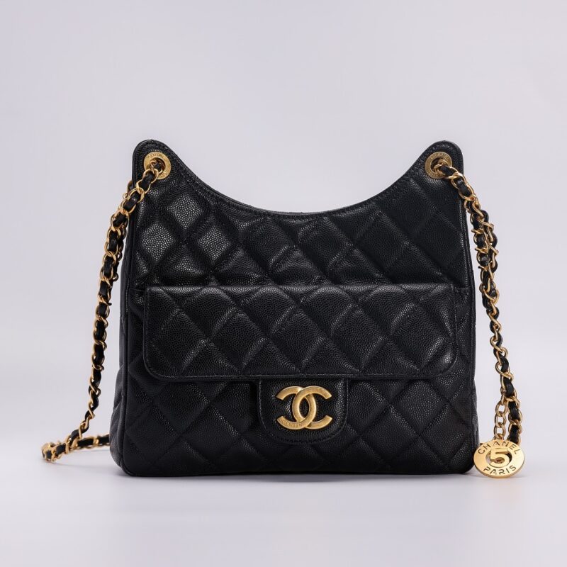 o_1h9faln2qtmc1cfo14chapf1jap6.jpeg Replica CHANEL Hobo Medium Black